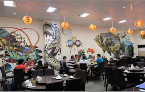 安远海鲜餐厅墙体彩绘